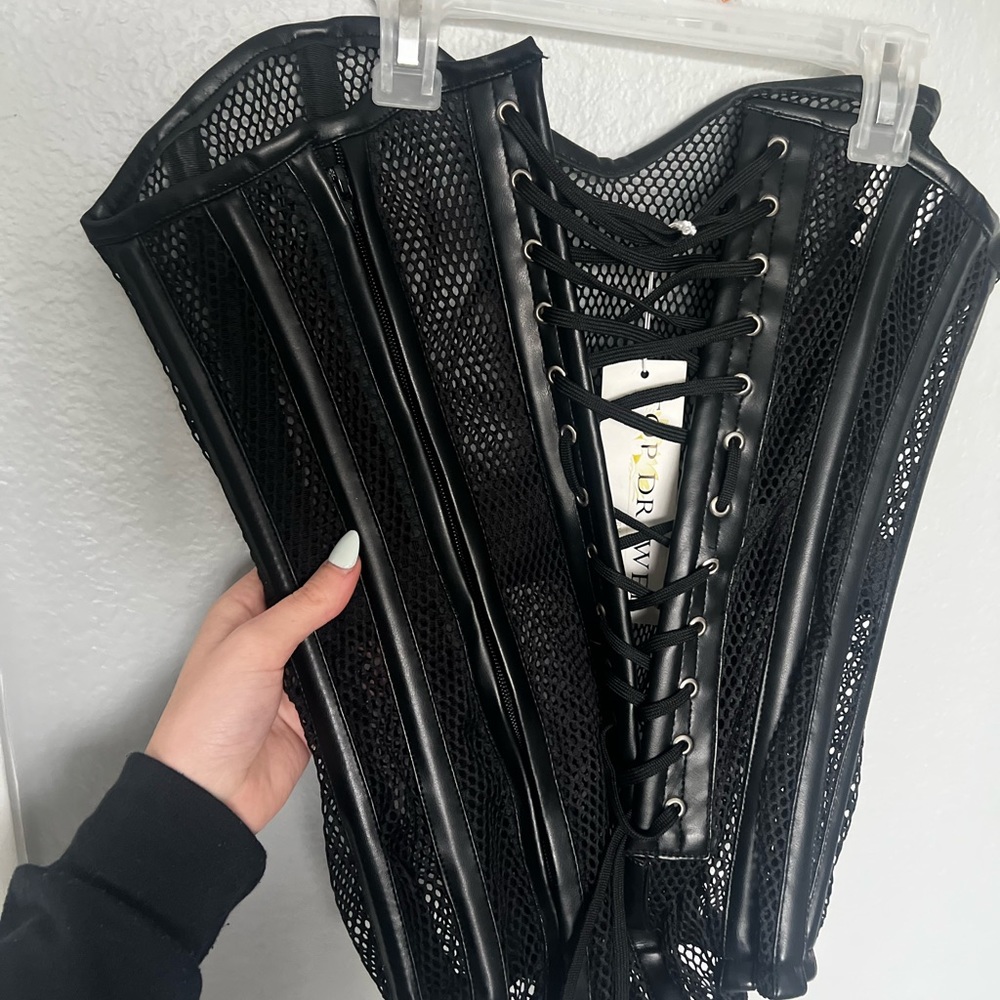 Black corset lace-up lingerie bodysuit